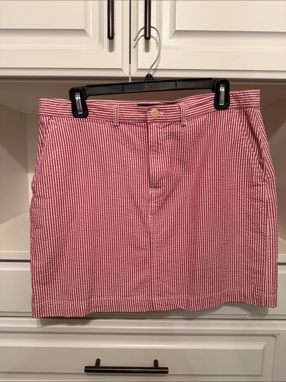 Ralph Lauren Red and White Striped Seersucker Mini Skirt